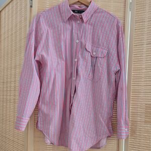 Zara Pink Striped Button Down Shirt